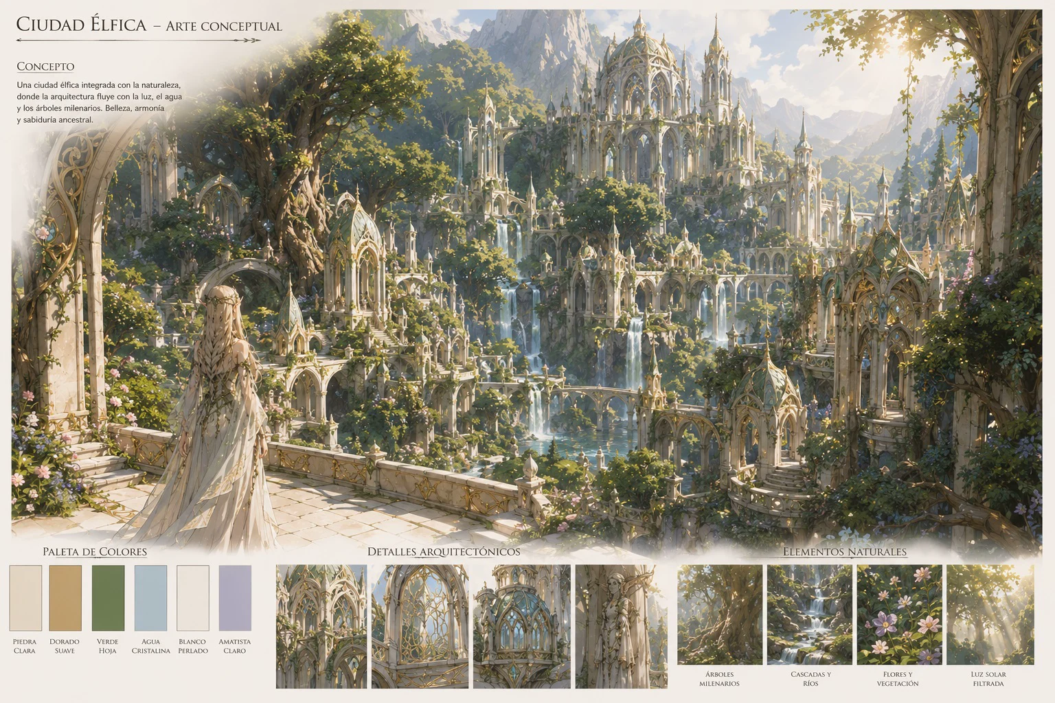 Arte conceptual de la ciudad élfica de Elara